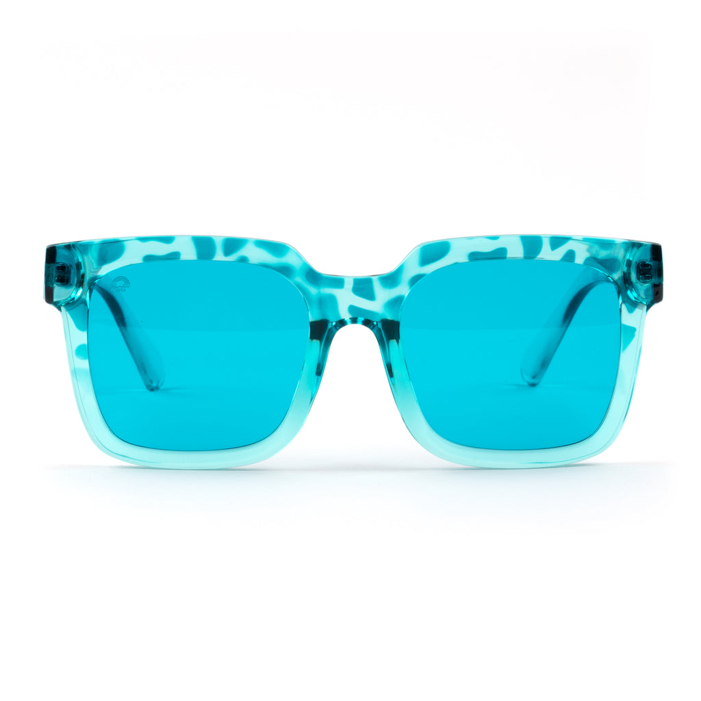 RainbowOPTX Aqua Blue Sunglasses Unit Square Frames Men