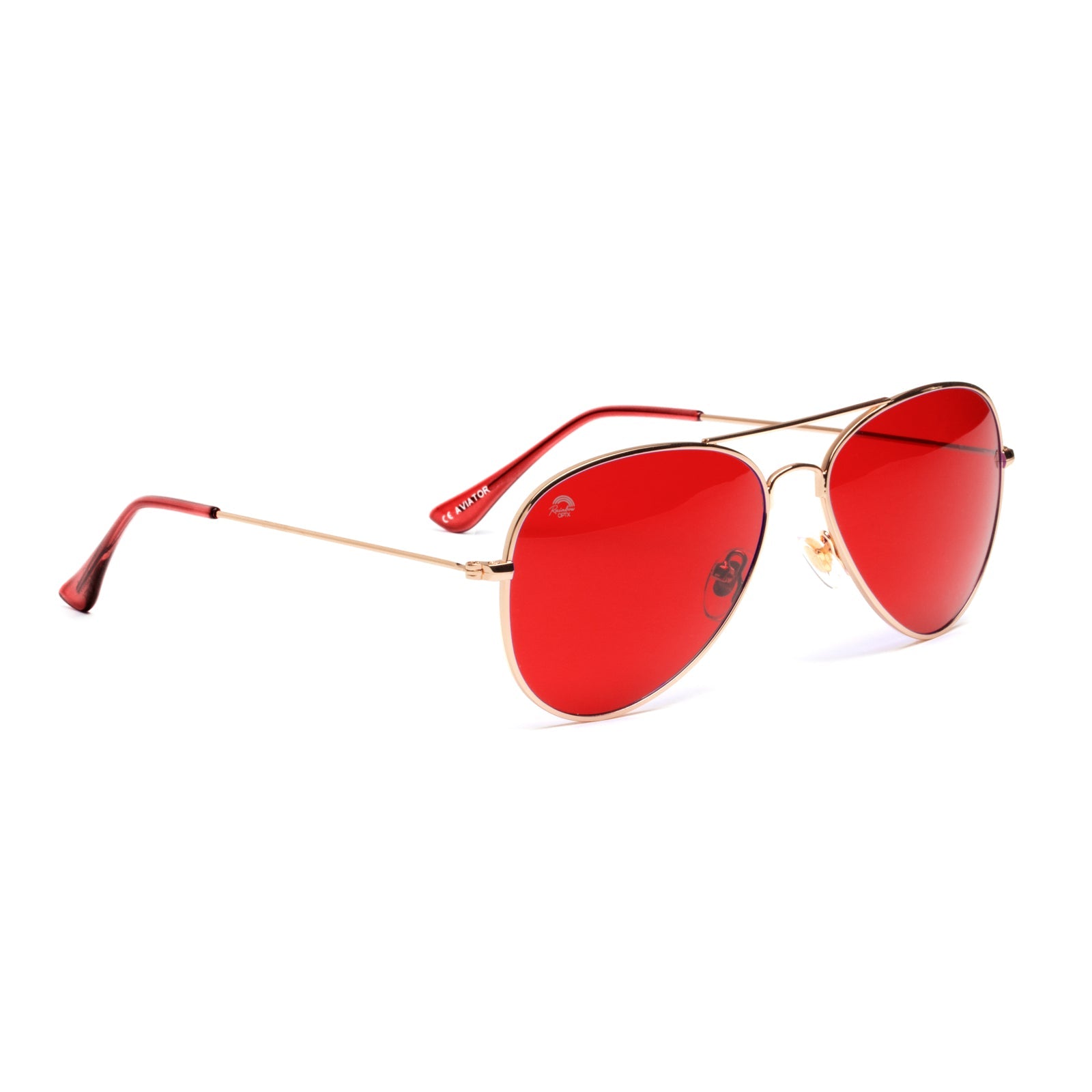 RainbowOPTX Red Sunglasses Gold Aviator Frames Men Women