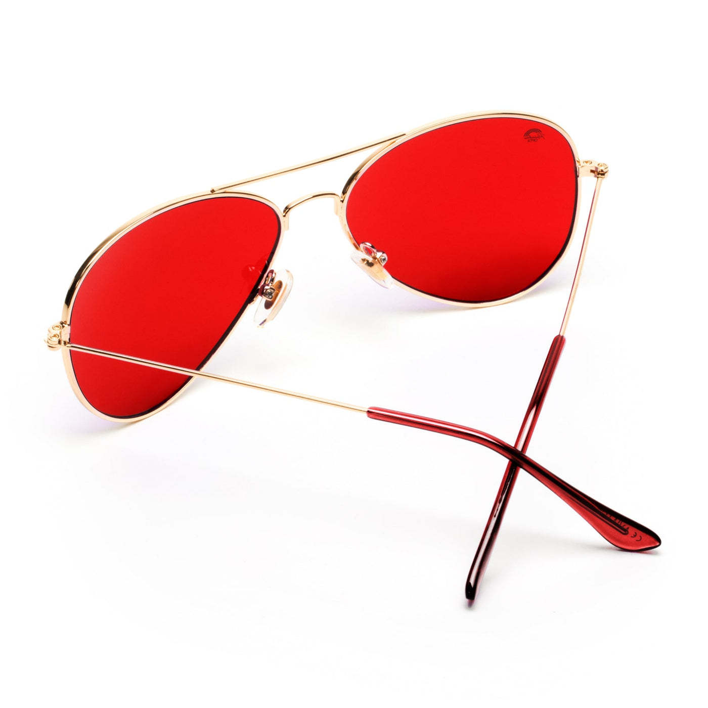 Rainbowoptx Red Sunglasses Gold Aviator Frames Men And Women — Rainbow Optx™