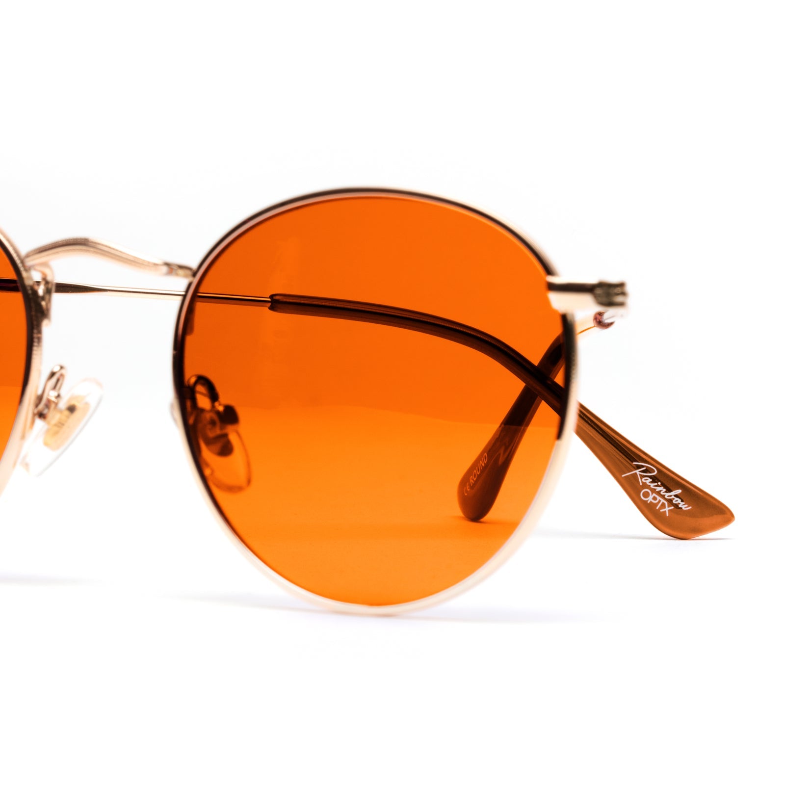 RainbowOPTX Orange Sunglasses Round Frames Men Women Rainbow OPTX