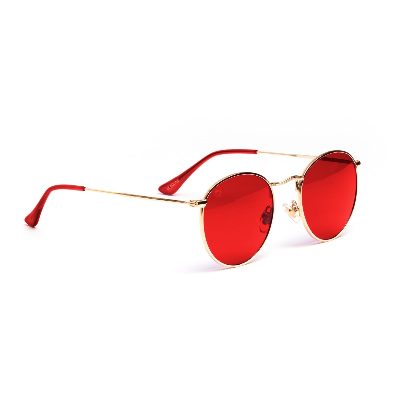 RainbowOPTX Red Sunglasses Round Frames Men Women