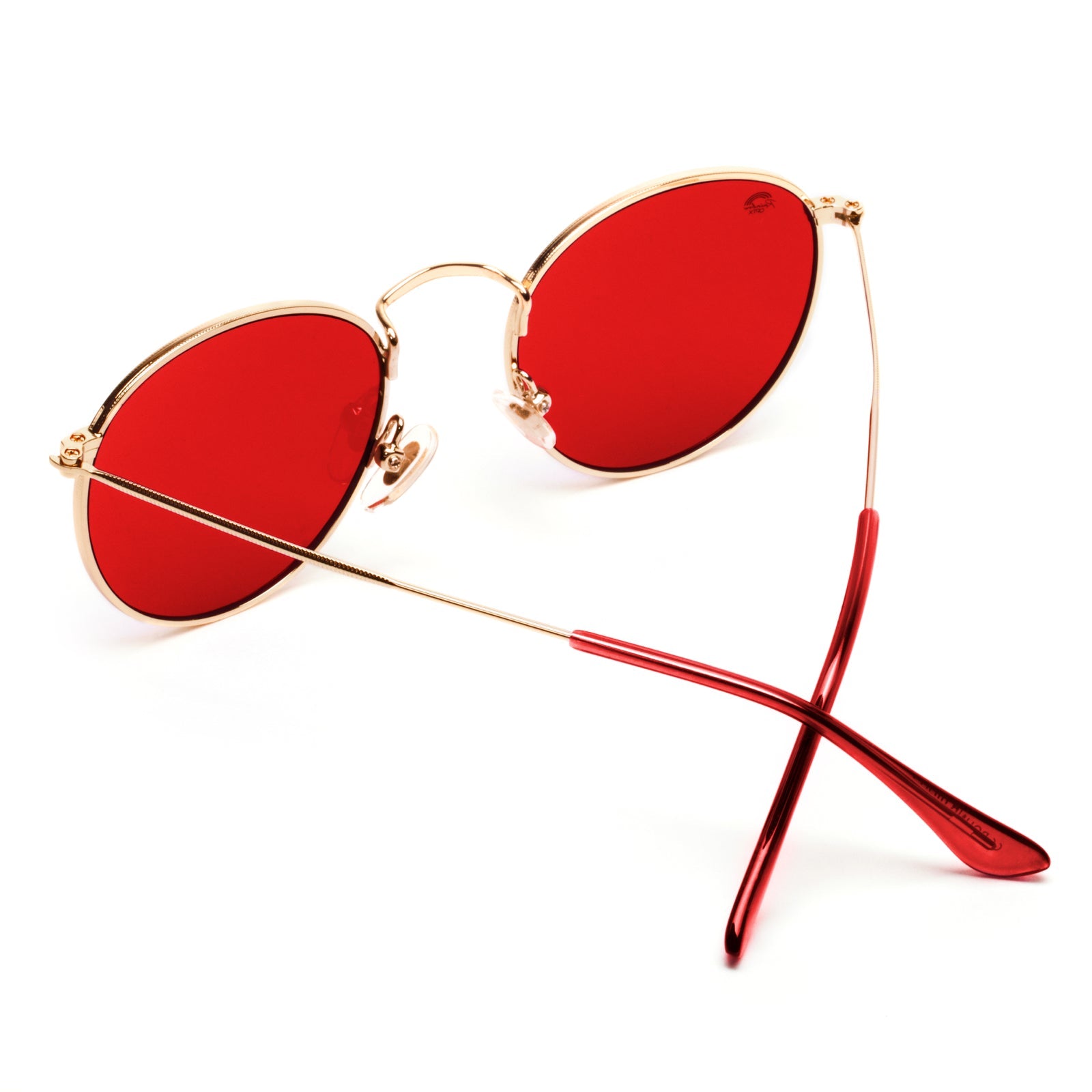 RainbowOPTX Red Sunglasses Round Frames Men Women Rainbow OPTX