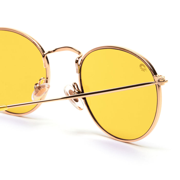 Ladies Personality Round Sunglasses Brand Designer Retro Small Frame Oval  Men Goggle - Yellow - CR18WW463II